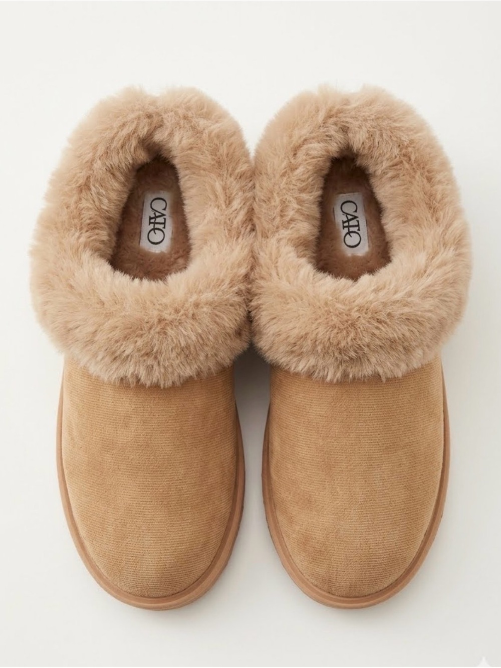 Cato Faux-Suede Faux-Fur Lined Mules - Beige